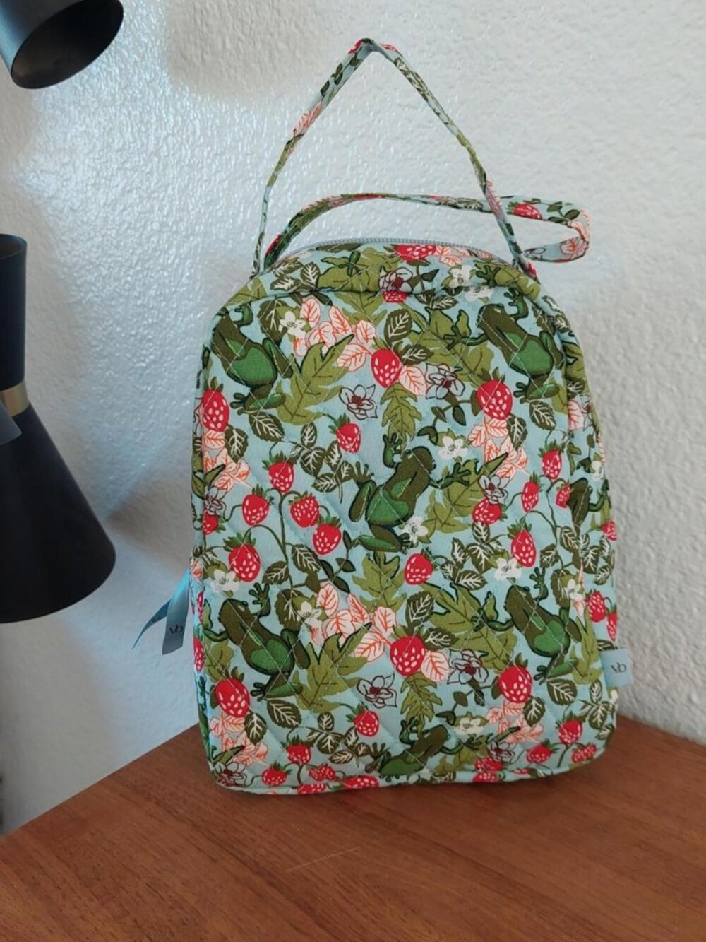Vera Bradley Frogberry Garden Blue Insulated Lunch Bunch Bag Frogs Strawberries